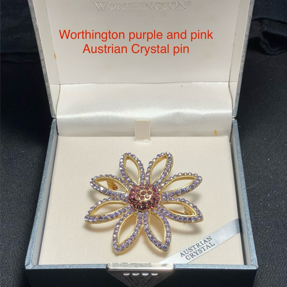 Worthington Gold and Purple Austrian Crystal floral statement Brooch